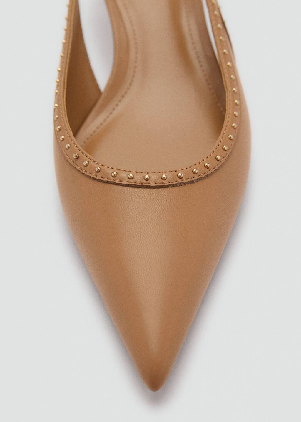 Brown Kitten-Heel Shoes With Stud Detail, , large image number 1