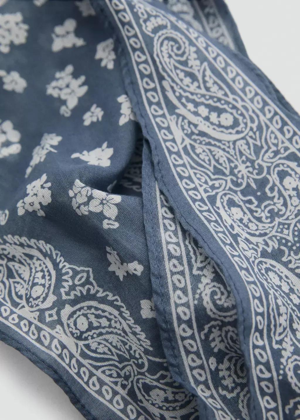 Blue Printed Bandana Scarf, Kids Girl, Medium Blue, large image number 0
