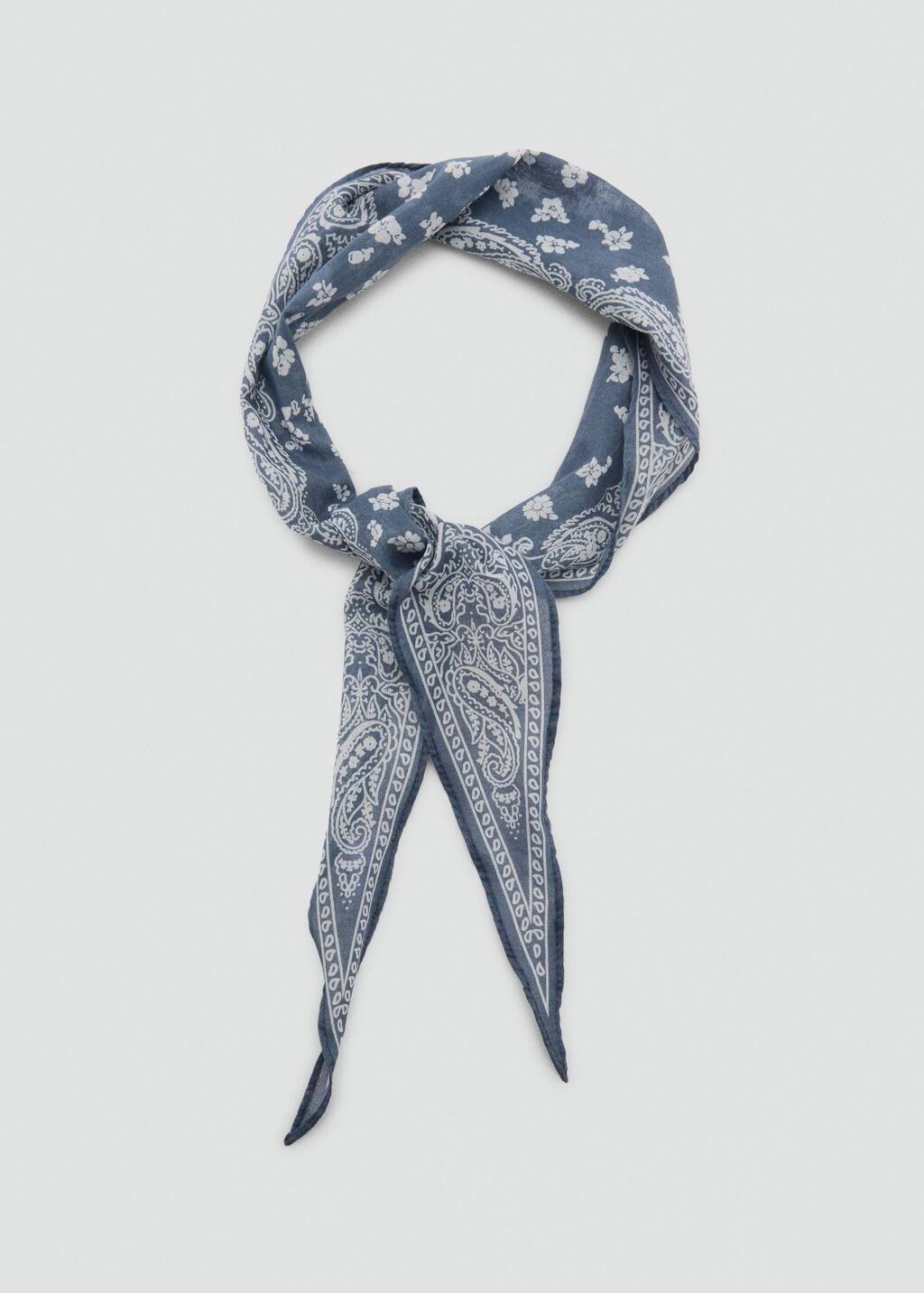Blue Printed Bandana Scarf, Kids Girl, Medium Blue, large image number 1