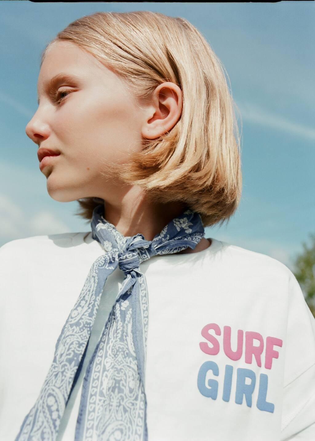 Blue Printed Bandana Scarf, Kids Girl, Medium Blue, large image number 2