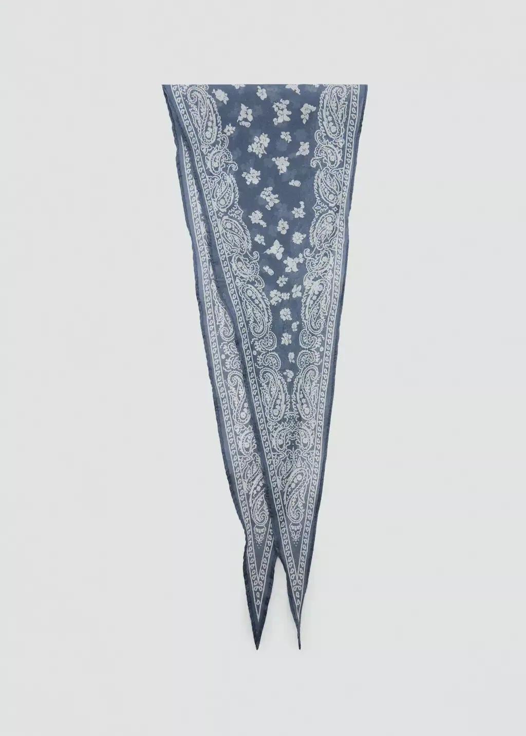 Blue Printed Bandana Scarf, Kids Girl, Medium Blue, large image number 3