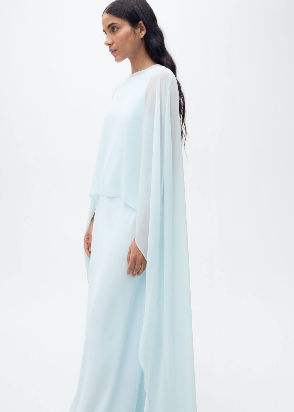 Pastel Blue Long Cape Jacket, , medium