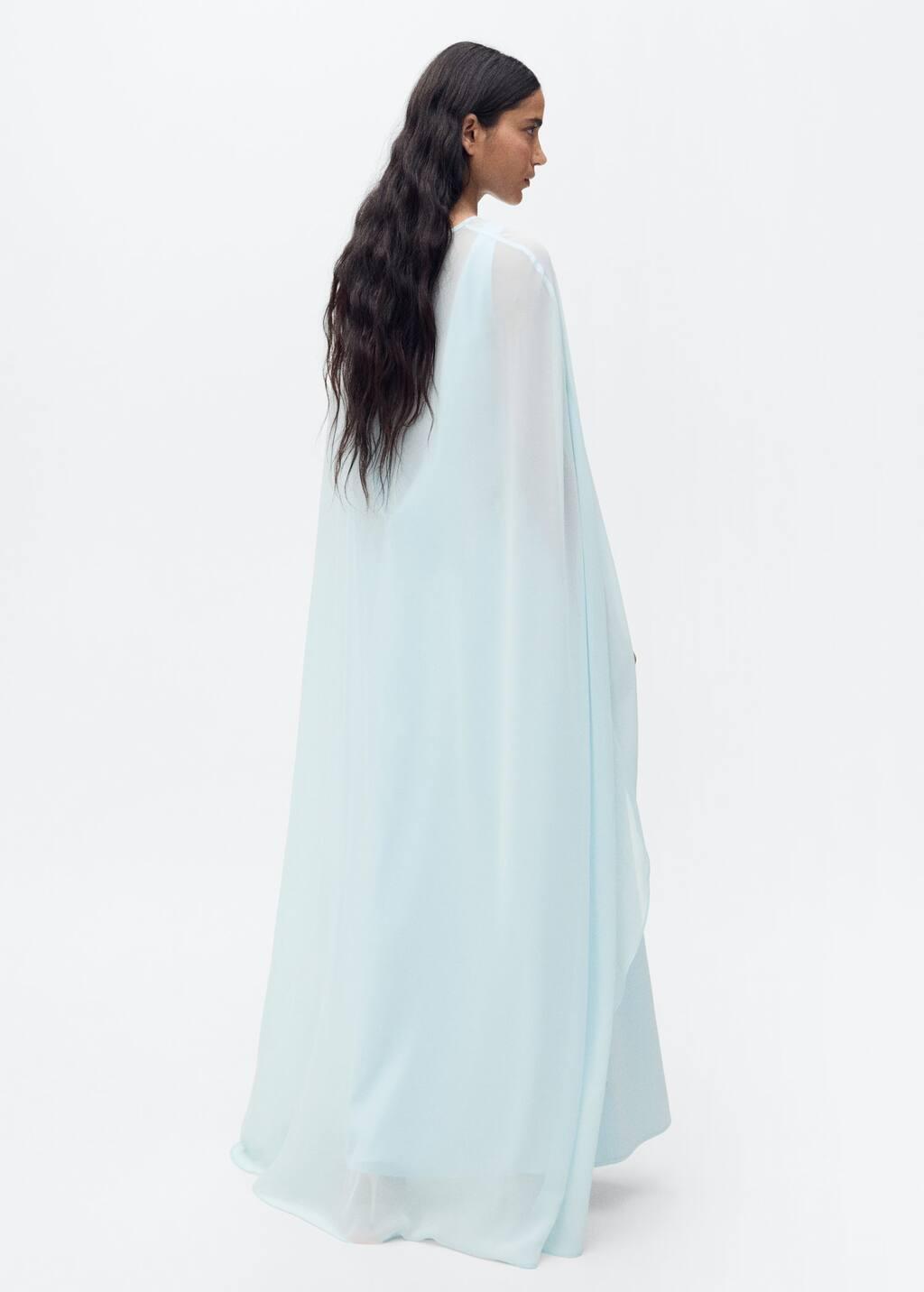 Pastel Blue Long Cape Jacket, , large image number 5