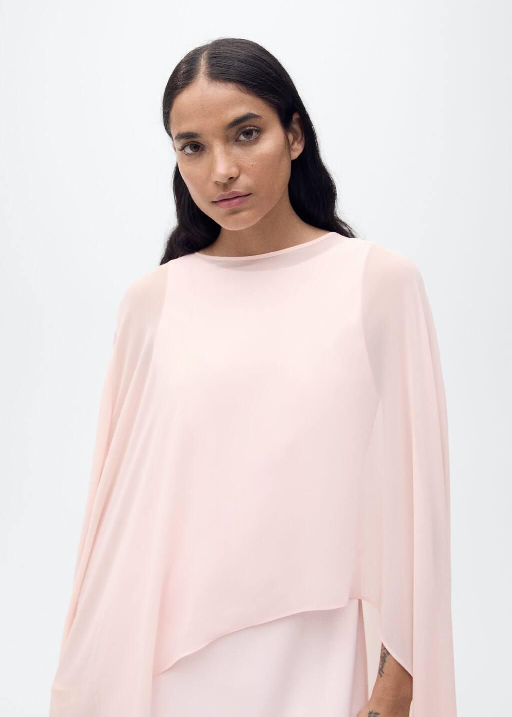 Pastel Pink Long Cape, , large image number 1