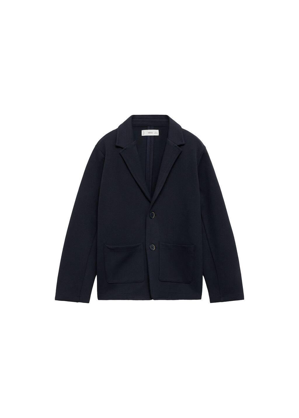 Navy Knitted Jacket With Pockets, Kids Boy, , medium