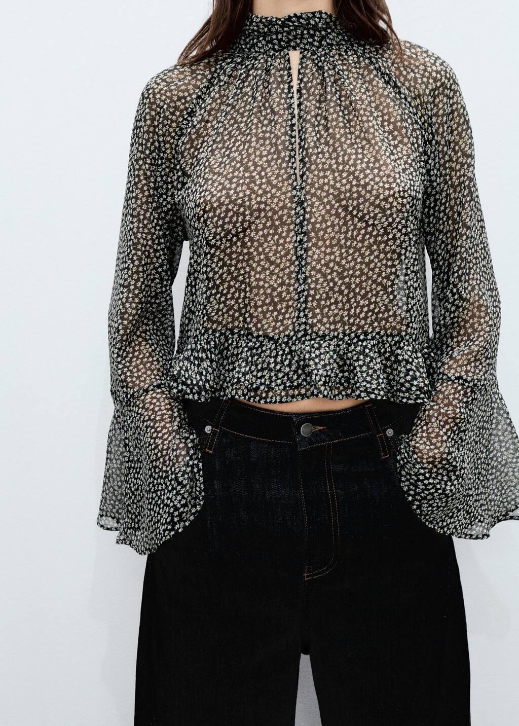 Floral-print Frills Ruffle Blouse, , large image number 2