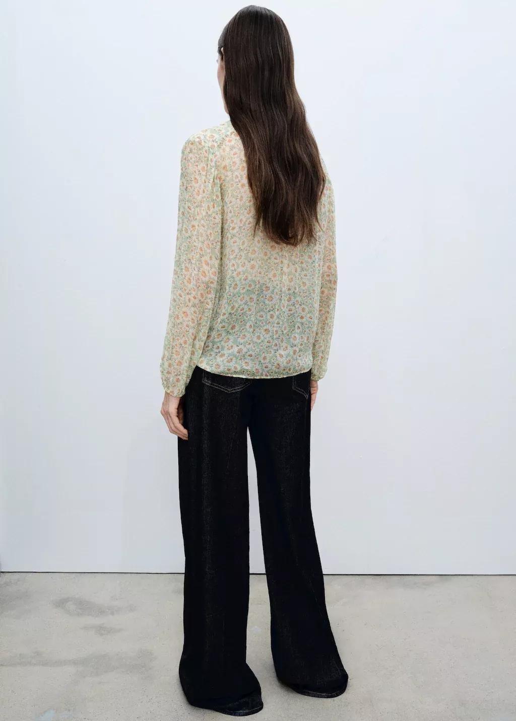 Green Floral Tie Blouse, , large image number 8