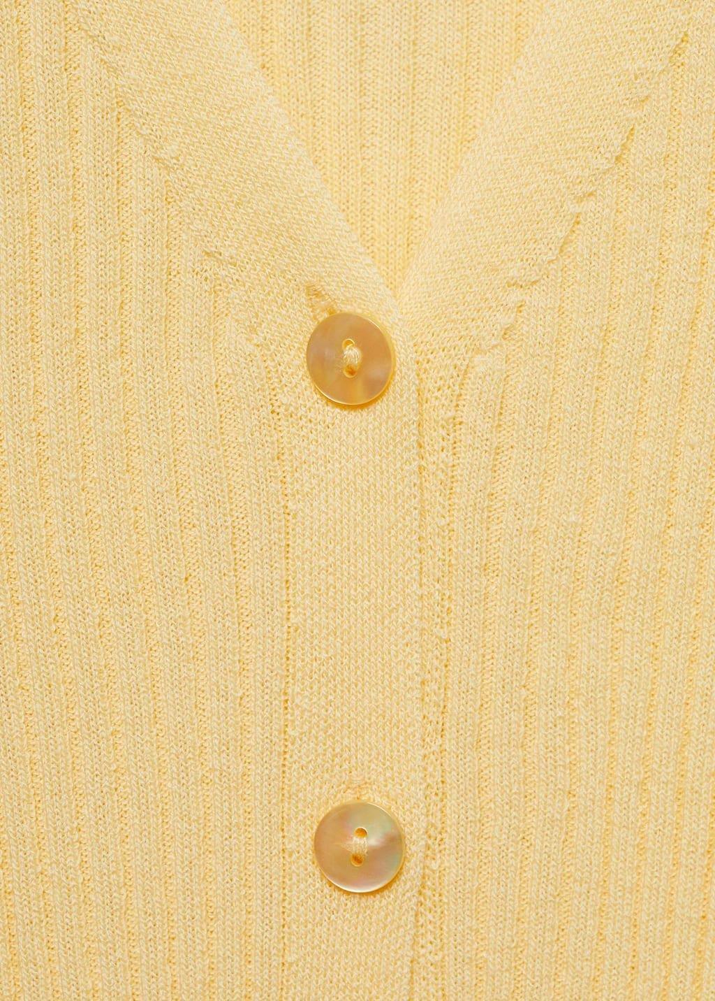 Yellow V-Neck Rib-Knit Cardigan, , large image number 2