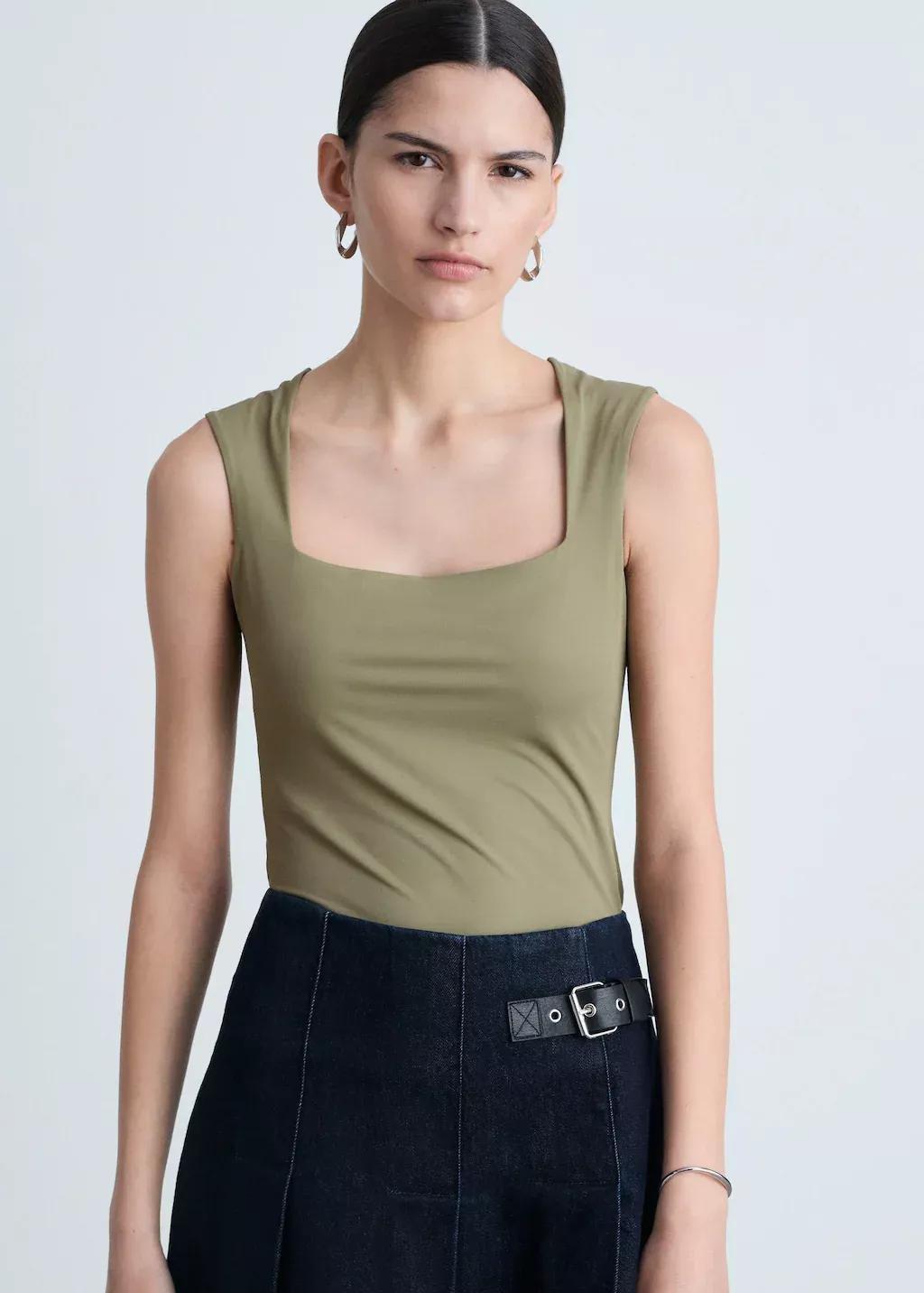 Beige Plain Tank Top, , large image number 0
