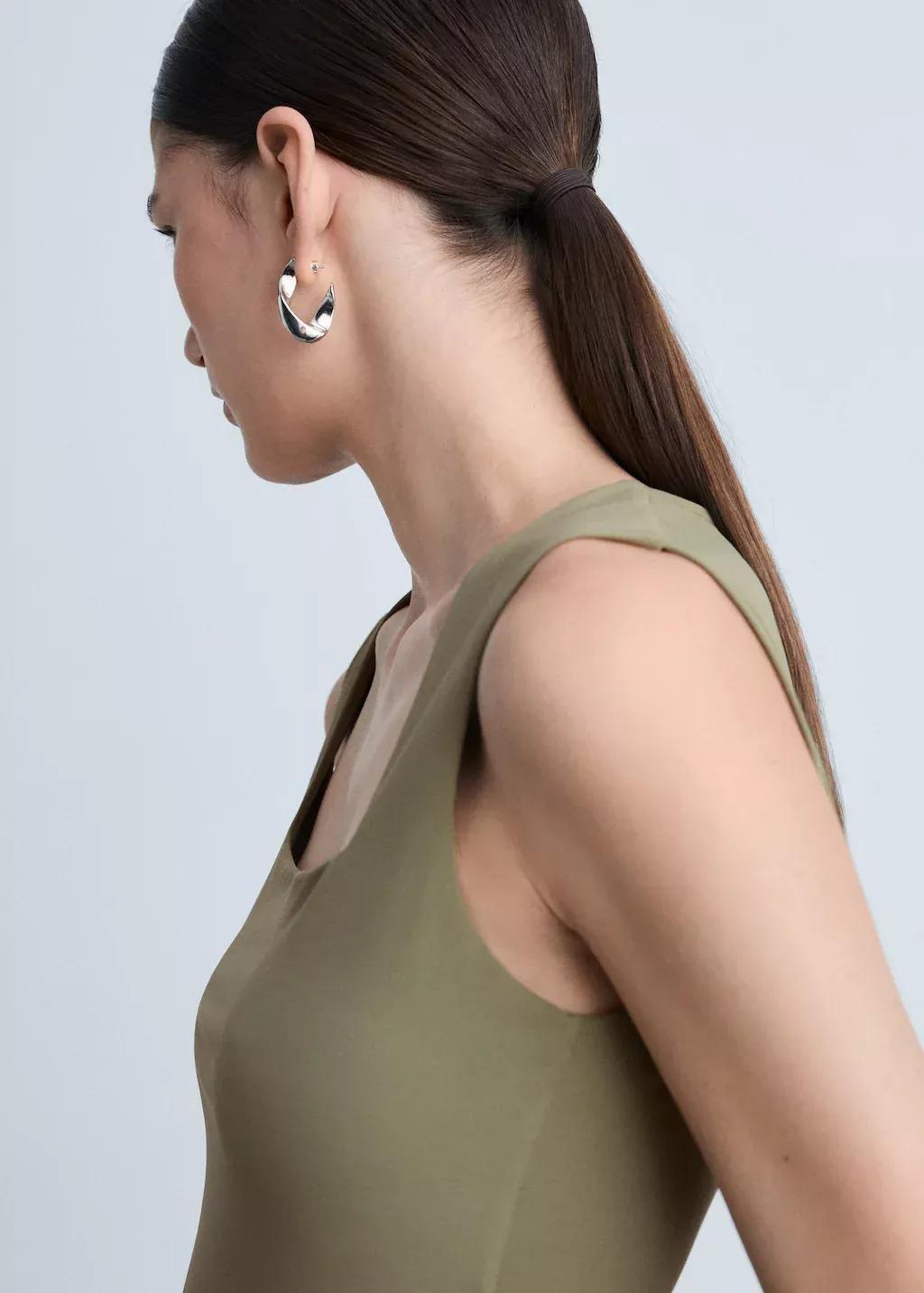 Beige Plain Tank Top, , large image number 1