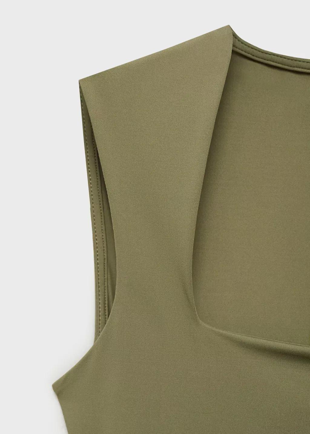 Beige Plain Tank Top, , large image number 2
