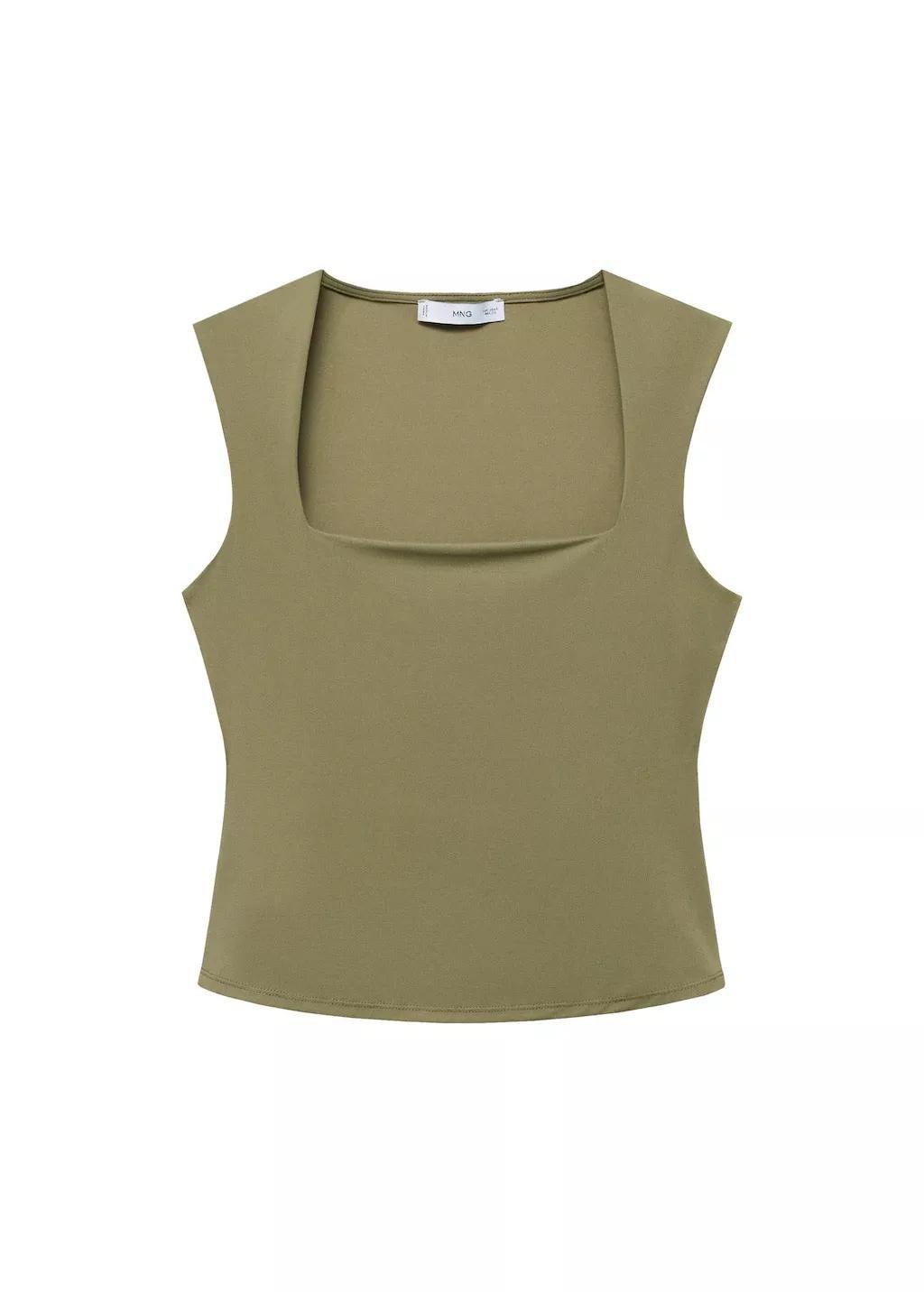 Beige Plain Tank Top, , large image number 3