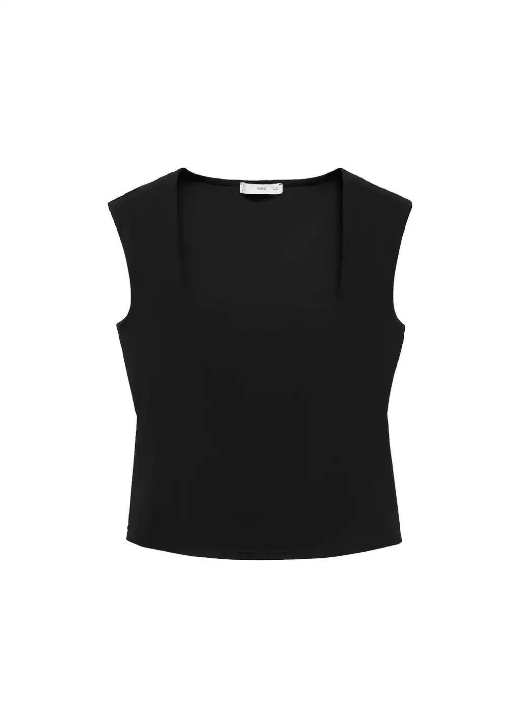 Black Plain Crop Top, , large image number 3