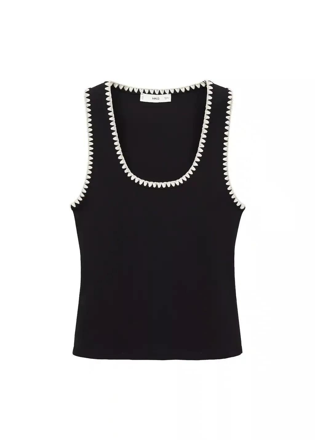 Black Plain Tank Top, , large image number 3