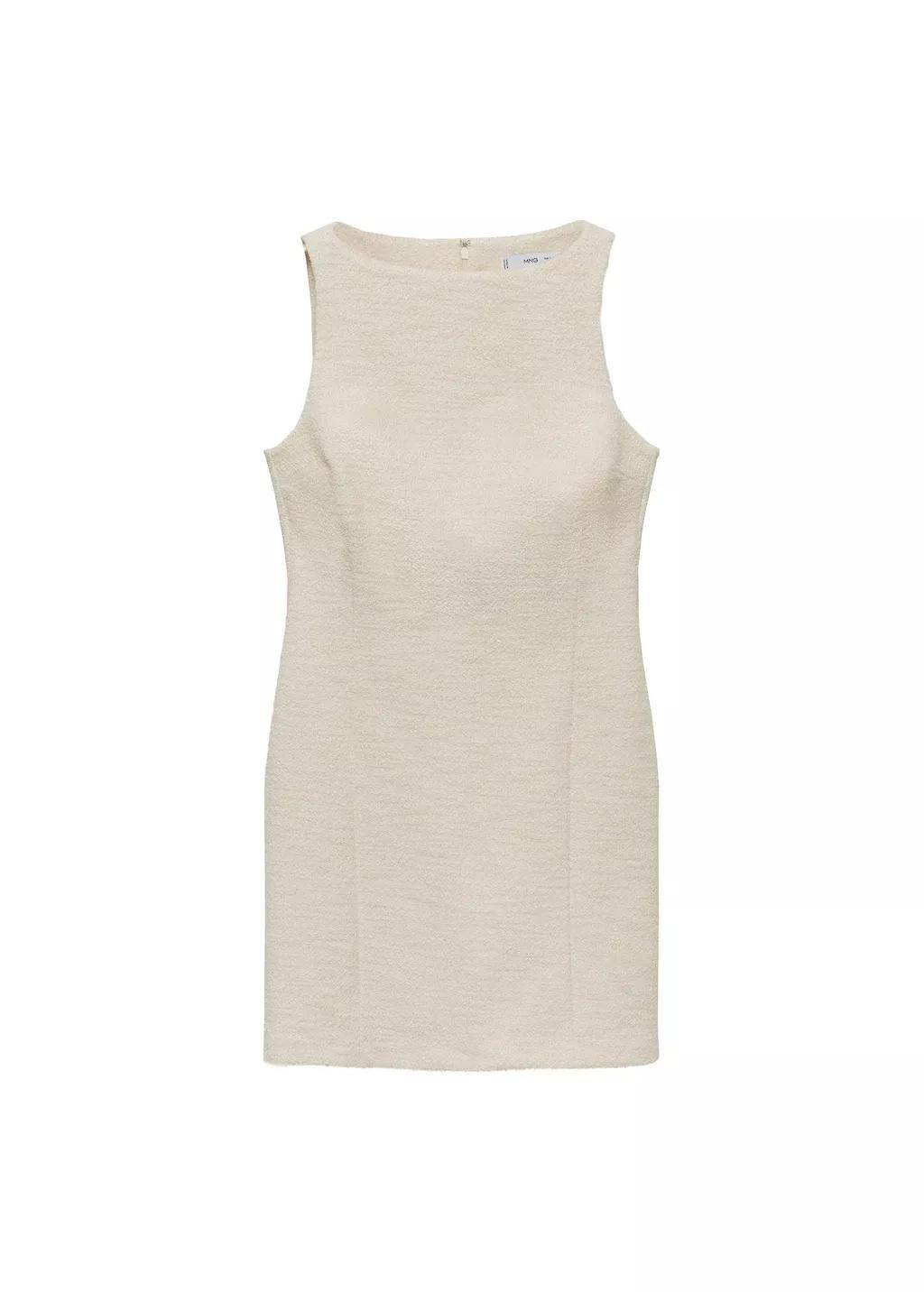 Beige Short Tweed Dress, , large image number 3
