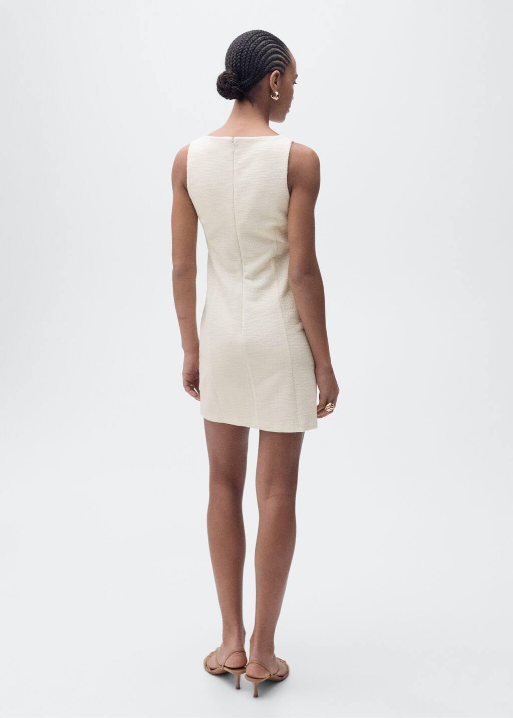 Beige Short Tweed Dress, , large image number 4