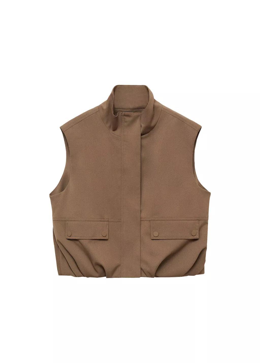 Brown Oversized Gilet With Pockets, , large image number 3