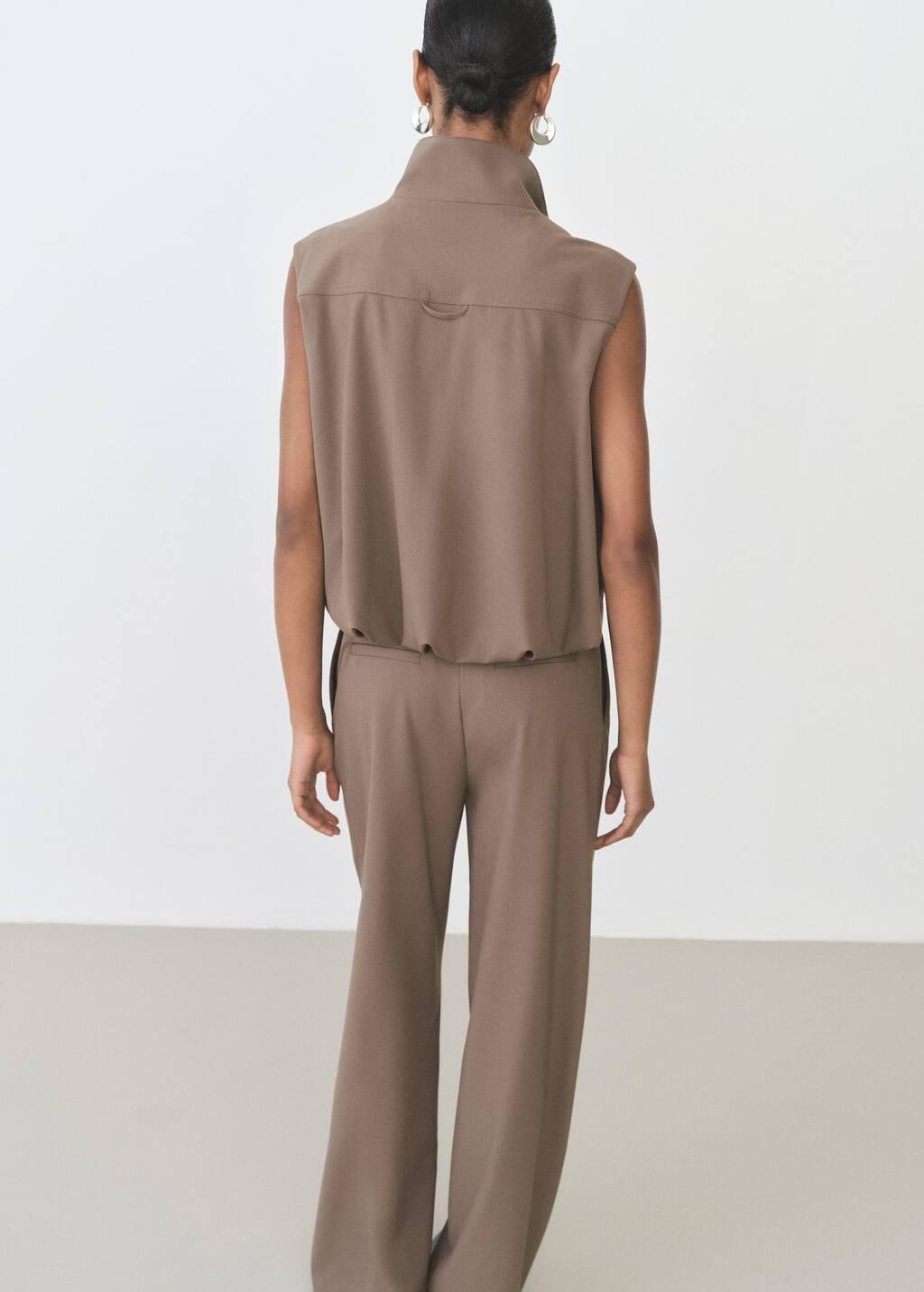 Brown Oversized Gilet With Pockets, , large image number 6
