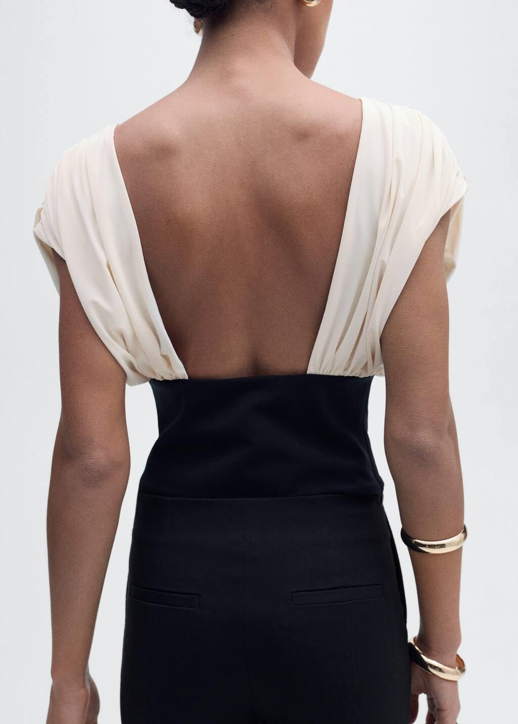 Beige Combined Draped Top, , large image number 2