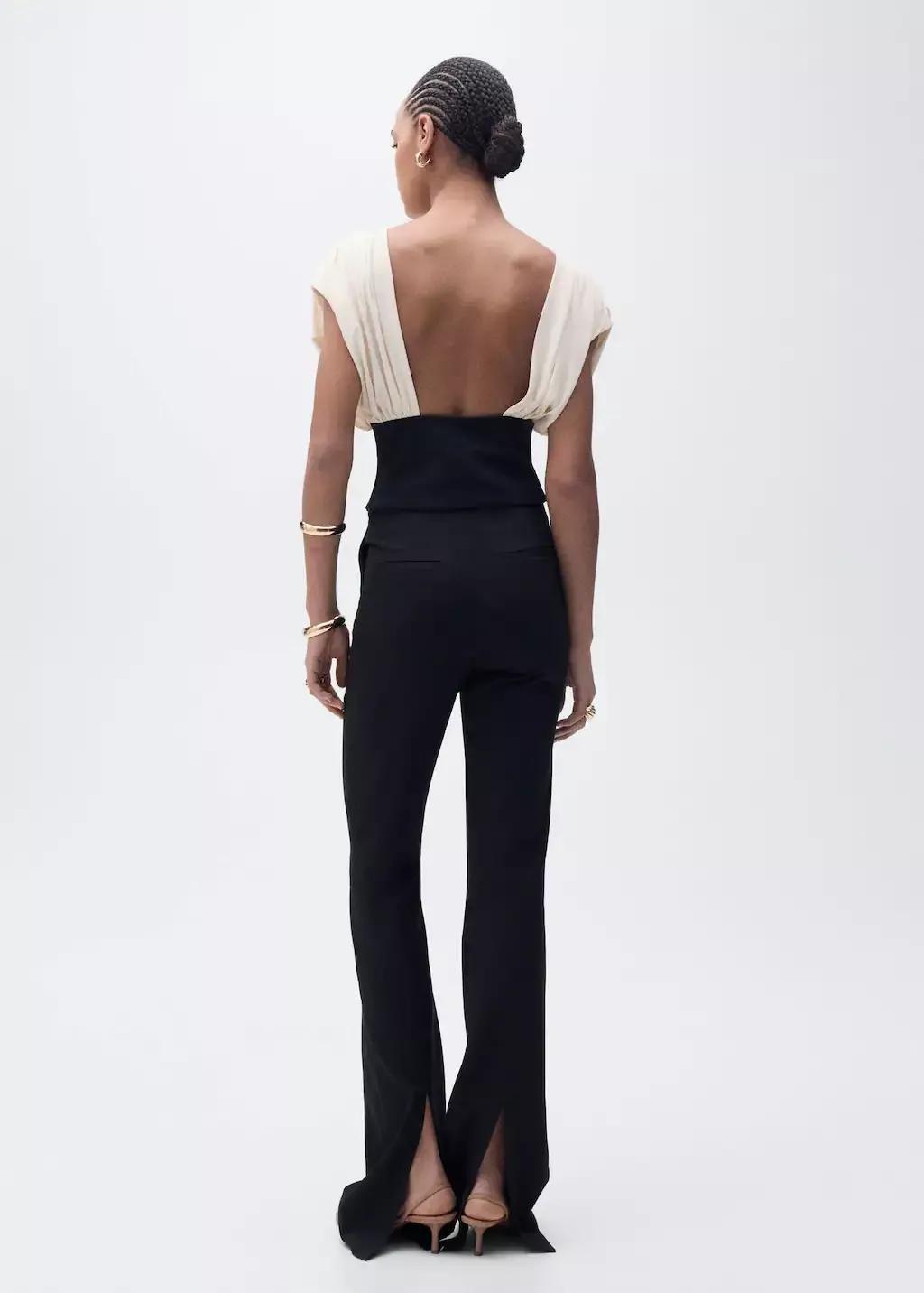 Beige Combined Draped Top, , large image number 6