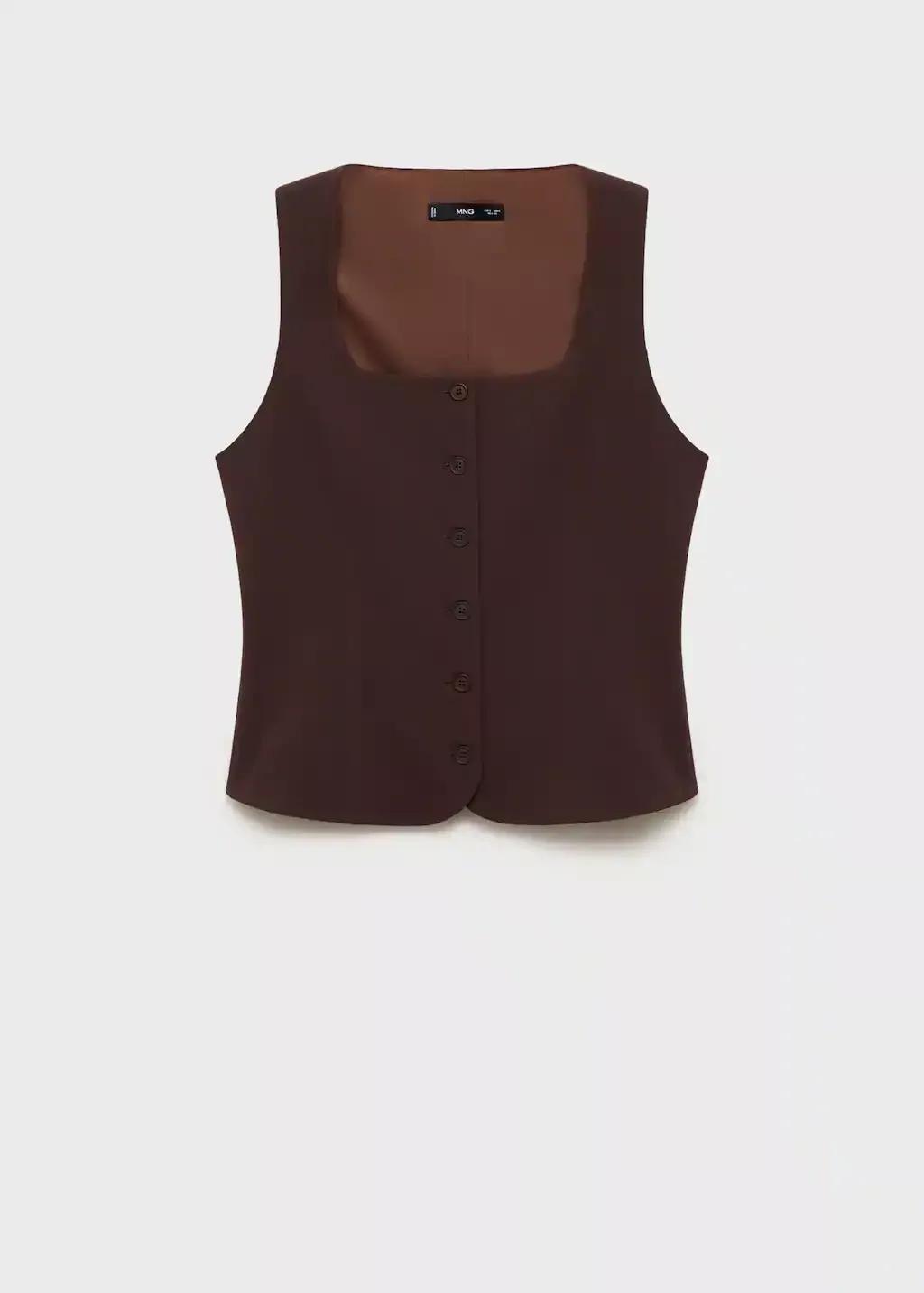 Brown Slim Fit Suit Vest, , large image number 4