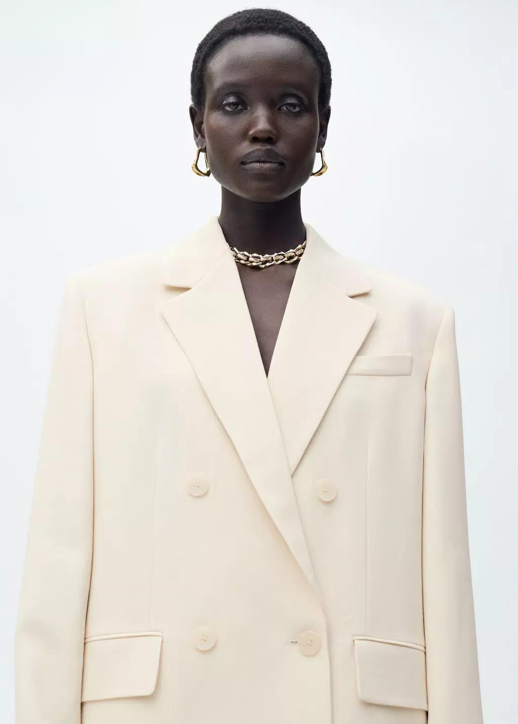 Yellow Double-Breasted Suit Jacket, , large image number 1