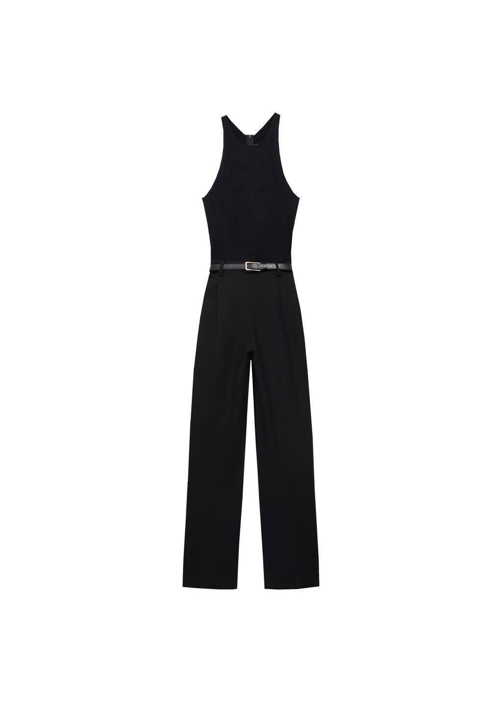 Combined-fabric Animal Print Jumpsuit, , large image number 4