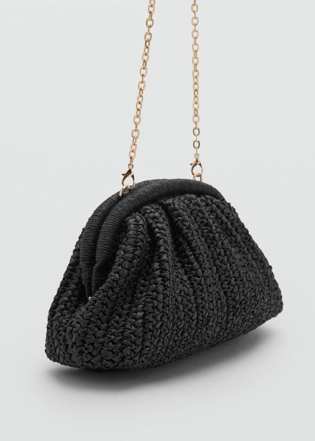 BLACK Natural fiber clutch bag, Black, large image number 0