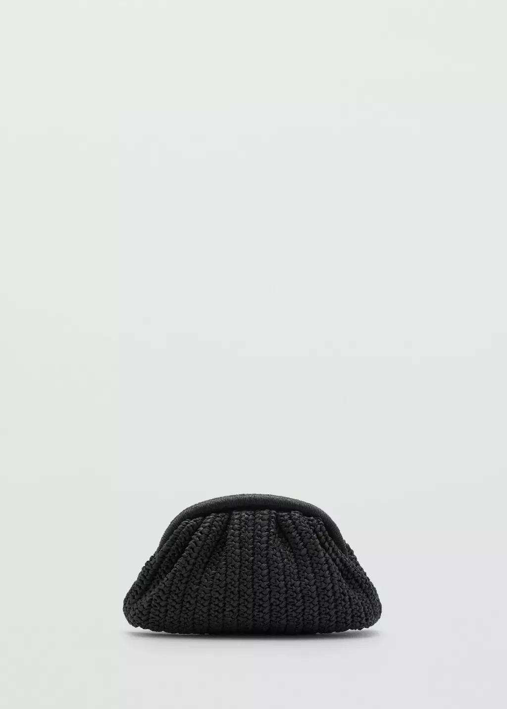 BLACK Natural fiber clutch bag, Black, large image number 3