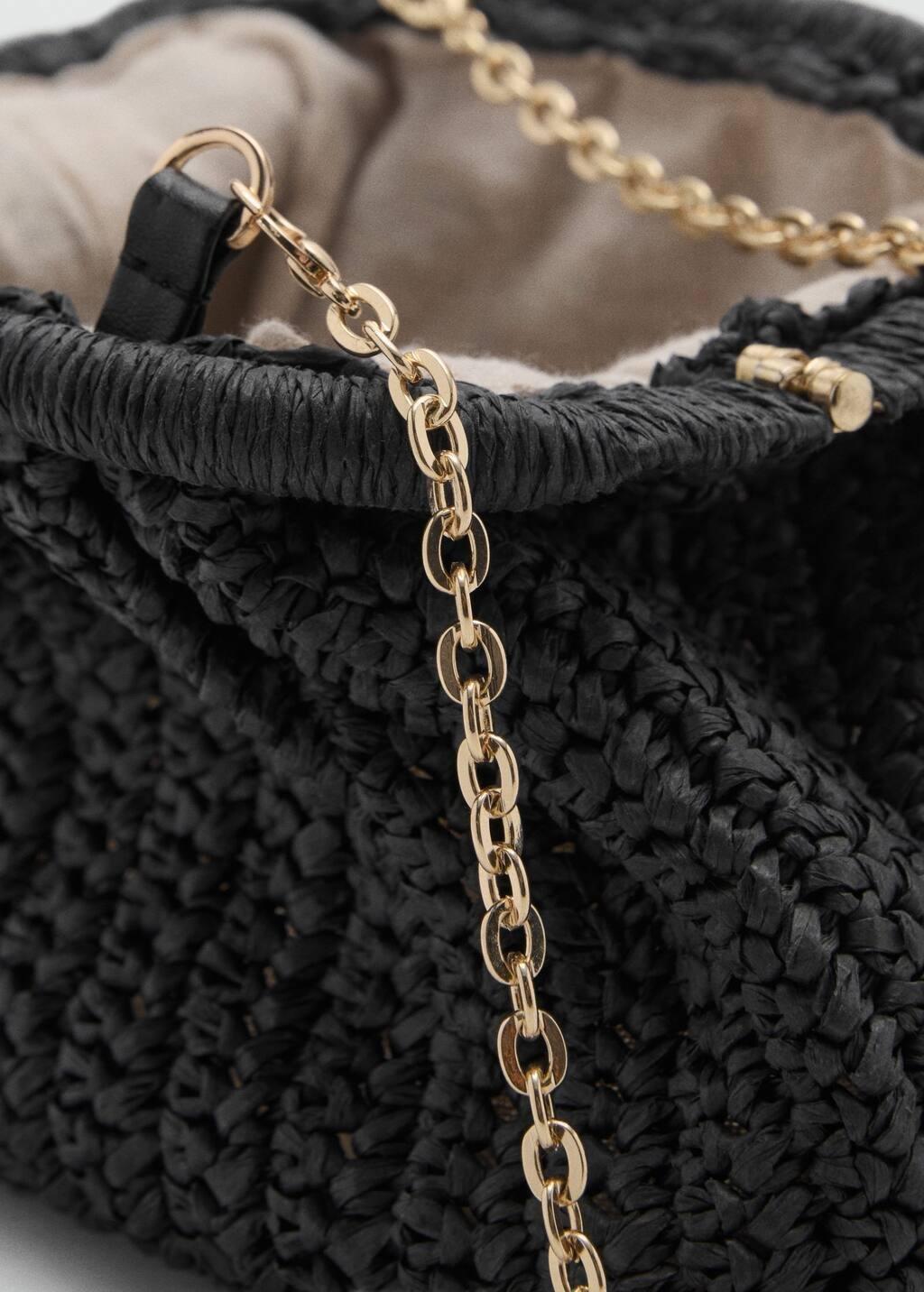 BLACK Natural fiber clutch bag, Black, large image number 4