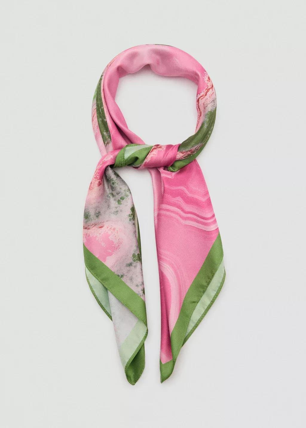 Abstract-print Satin Scarf, , medium