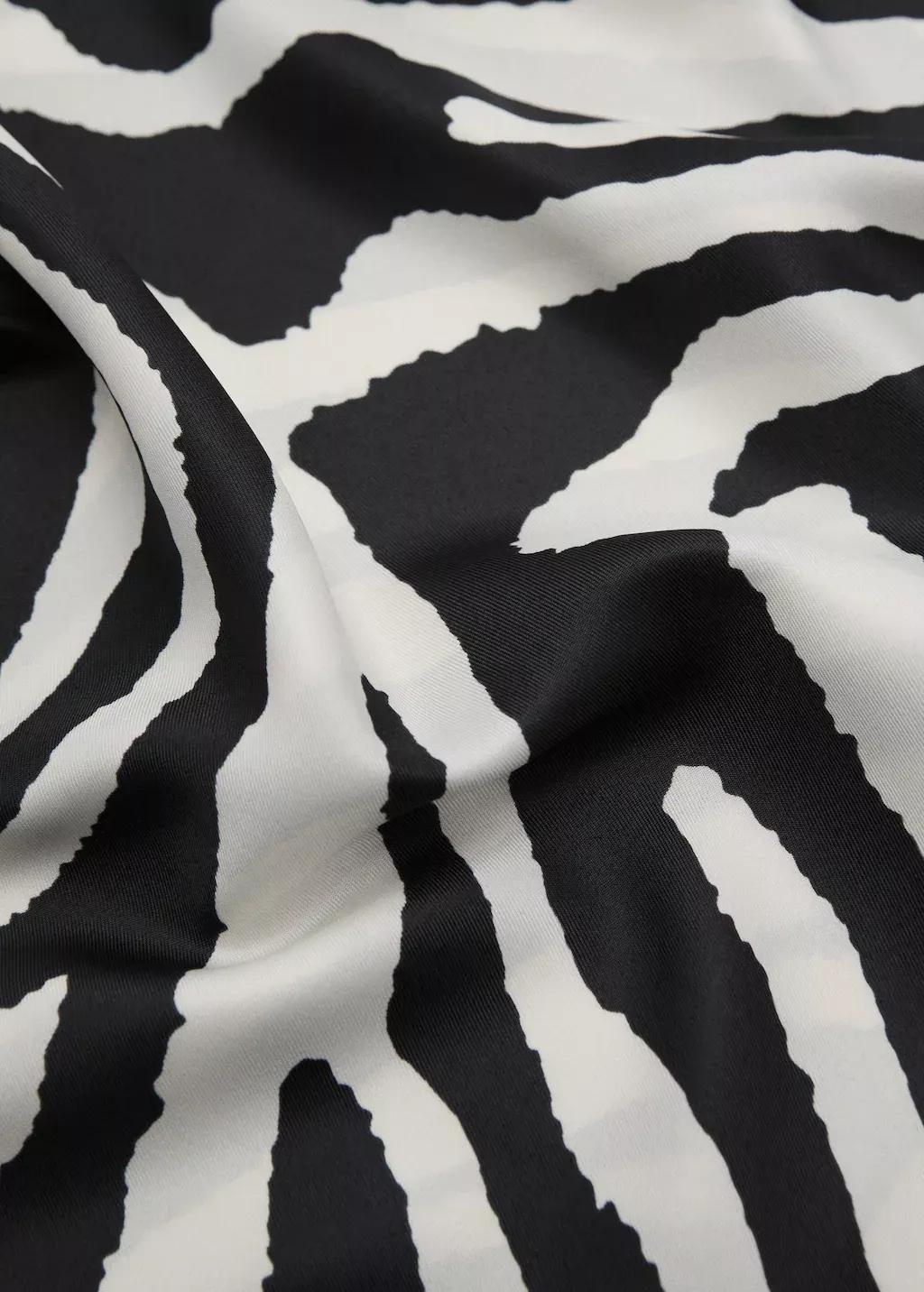 Black Zebra Satin Scarf, Black, large image number 0