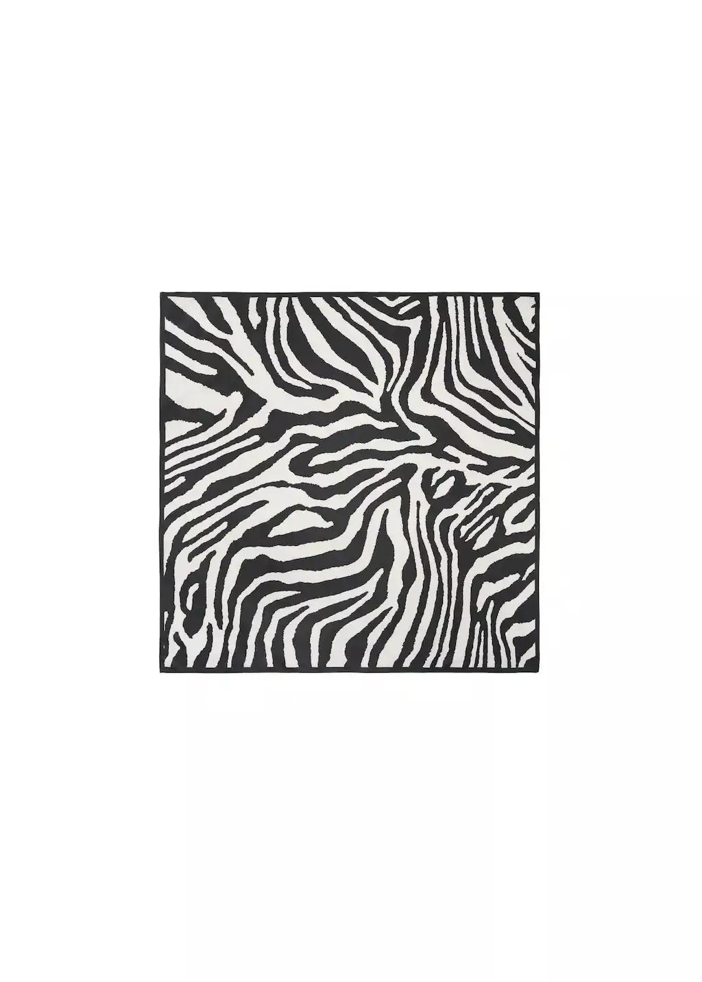 Black Zebra Satin Scarf, Black, large image number 2