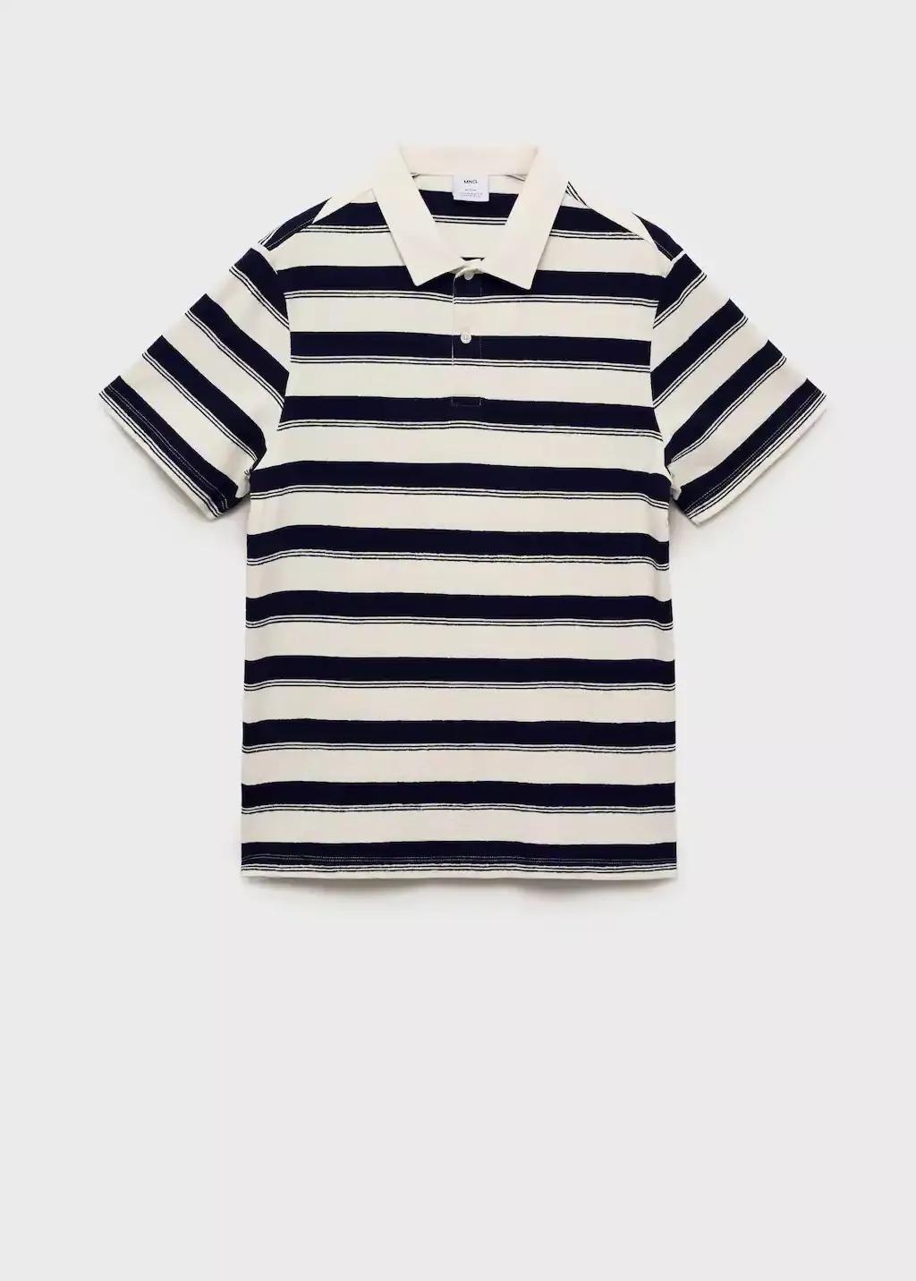 NAVY 100% cotton striped polo shirt, , large image number 3