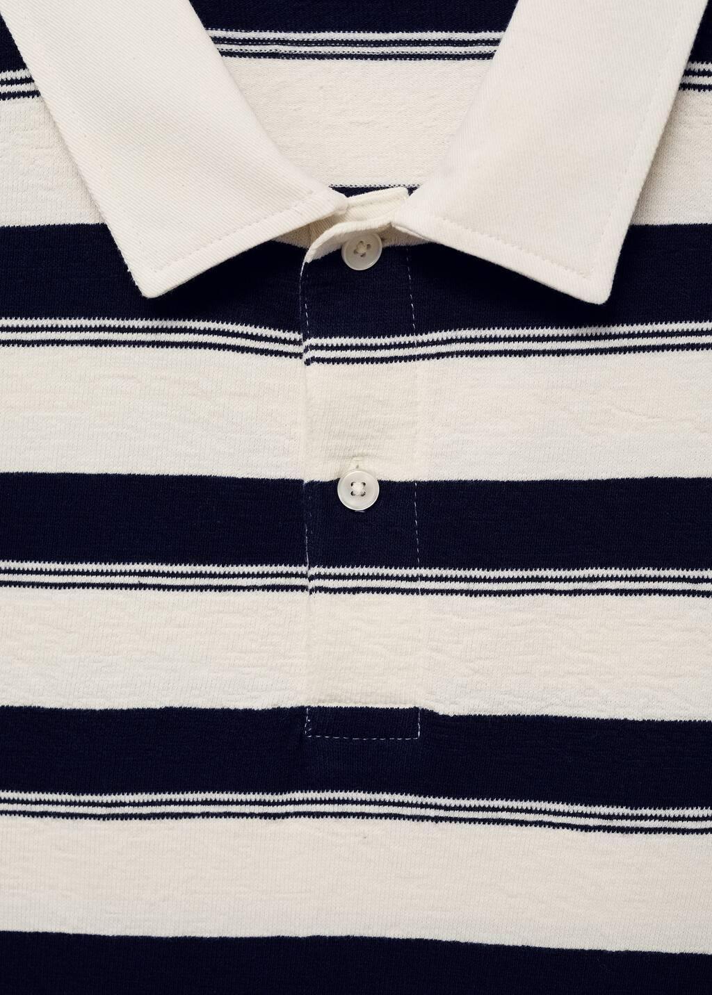 NAVY 100% cotton striped polo shirt, , large image number 4