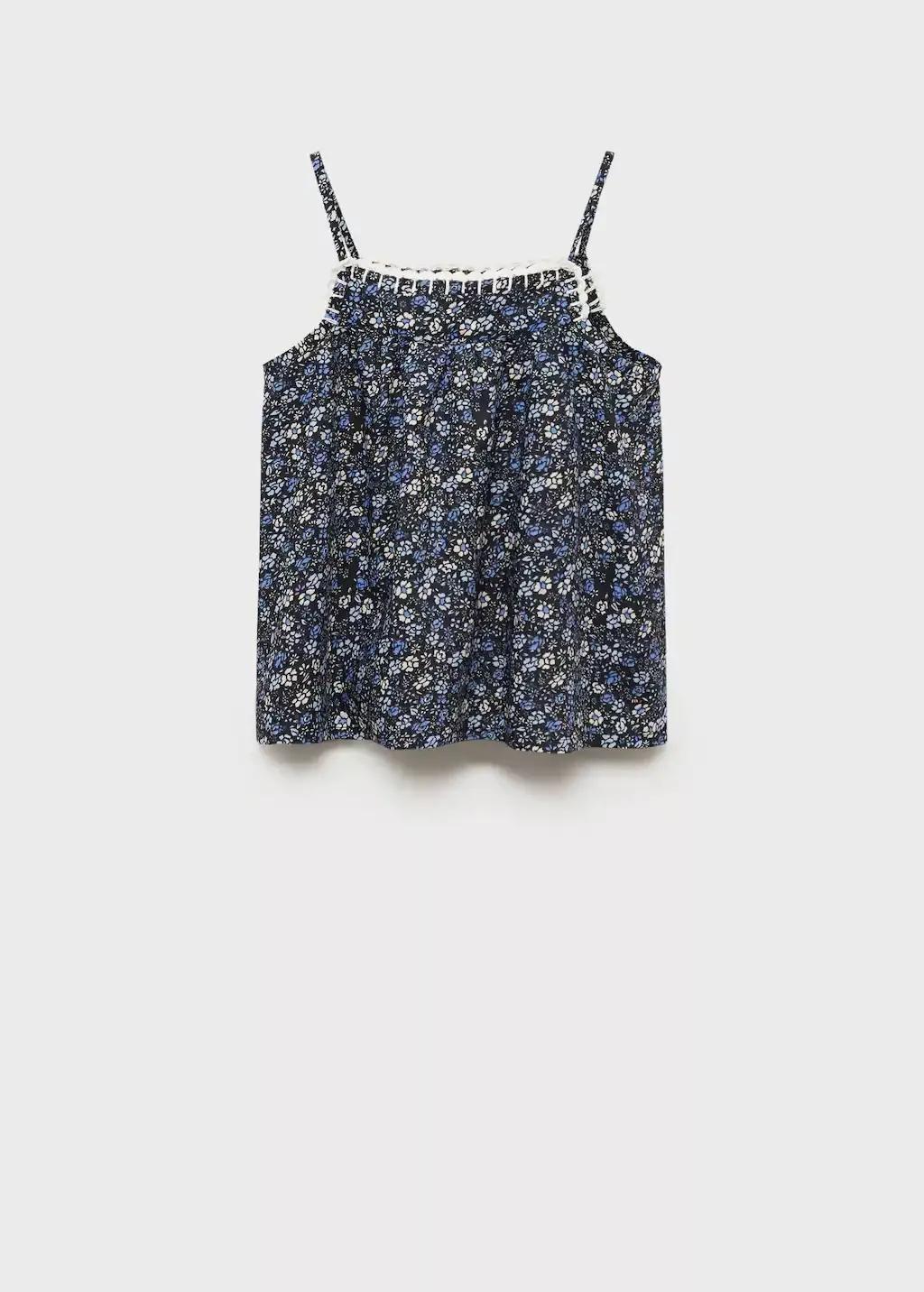 MEDIUM BLUE Floral embroidered blouse, Kids Girl, , large image number 0