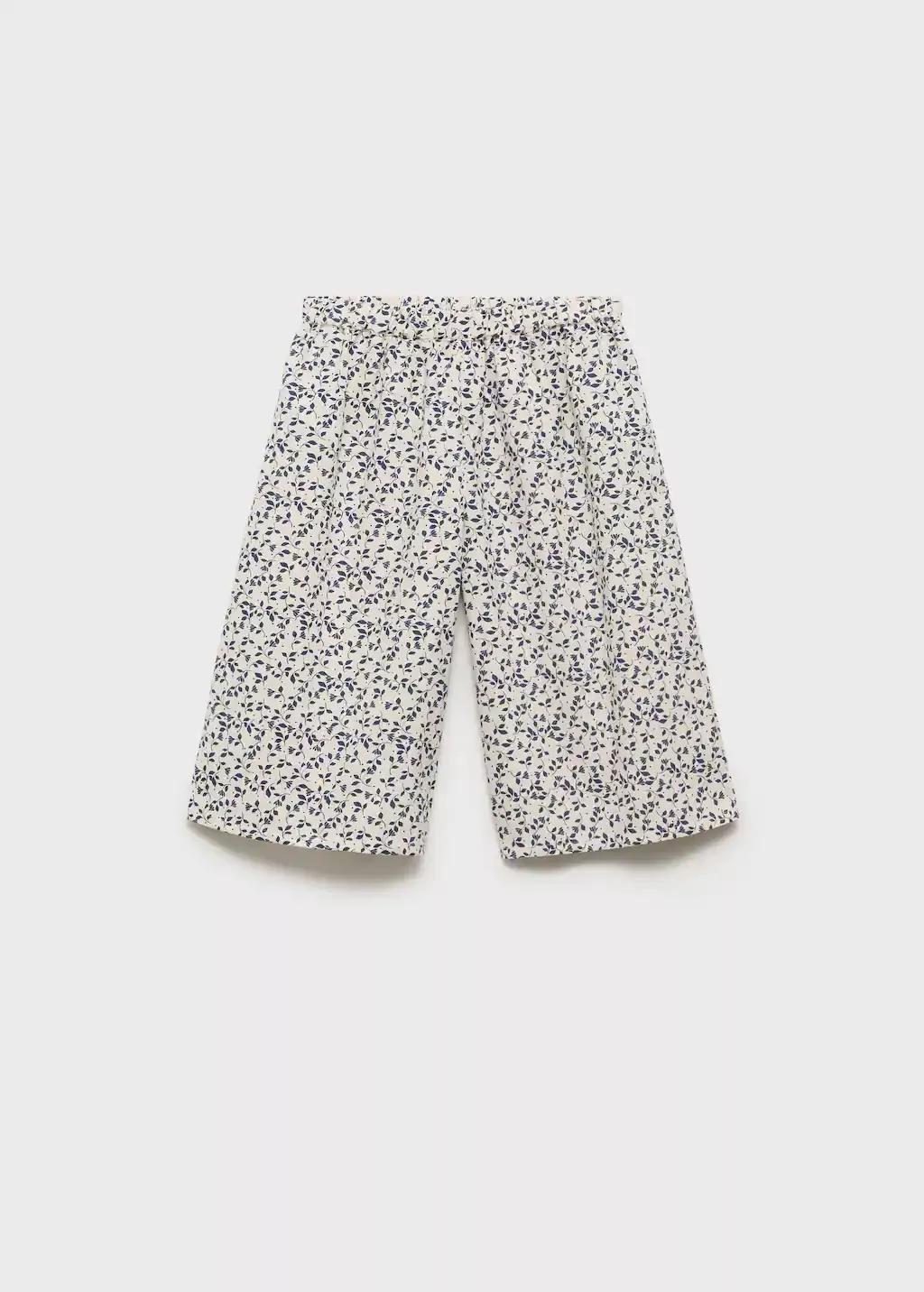 White Floral Print Straight Trousers, Baby Girl, , large image number 0
