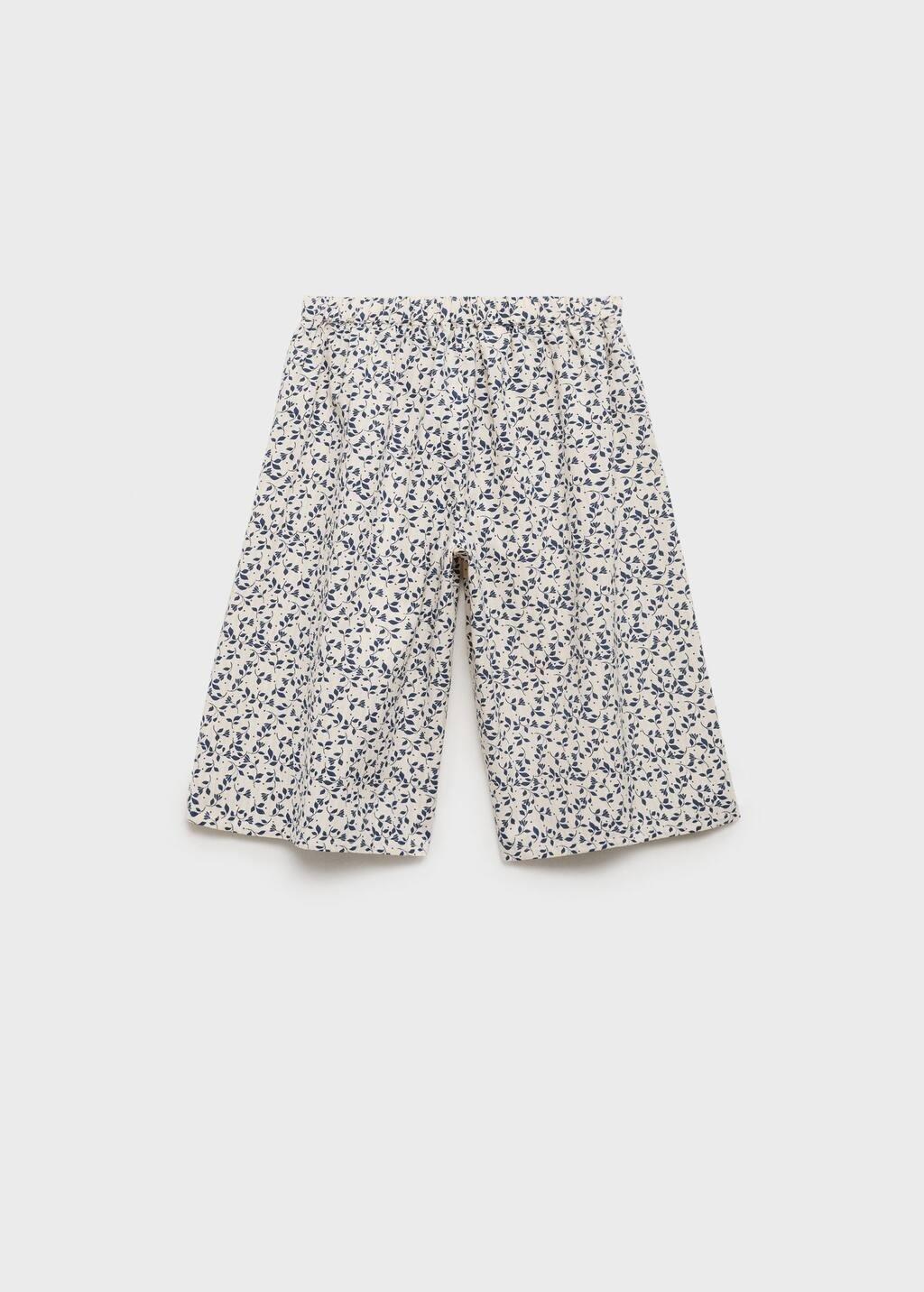 White Floral Print Straight Trousers, Baby Girl, , large image number 1