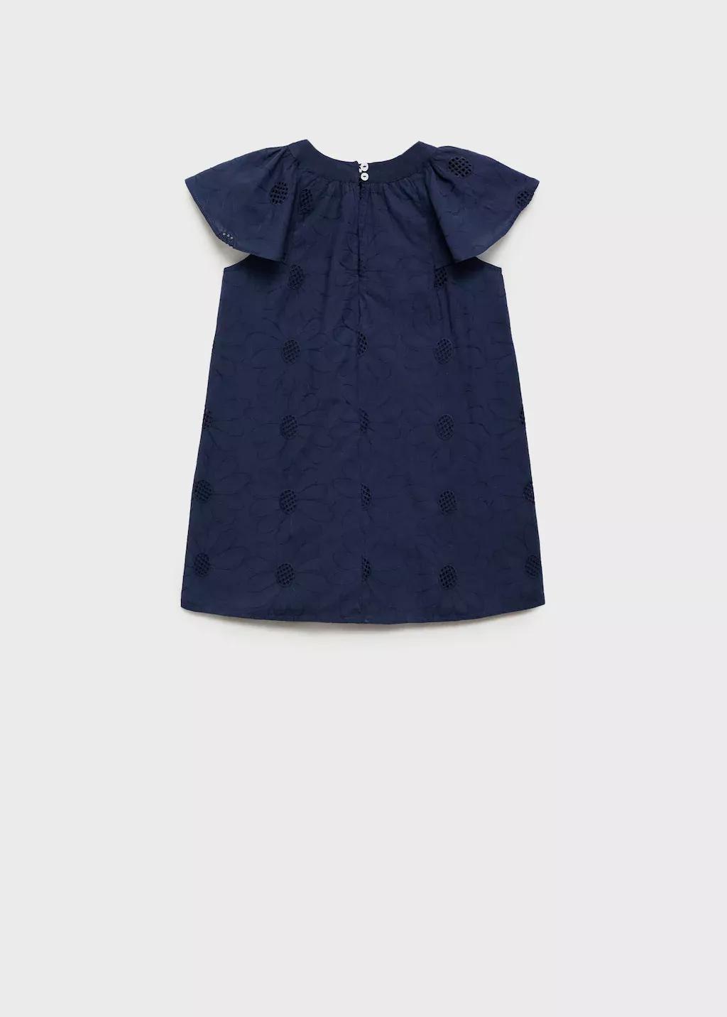 Navy Embroidered Short Dress, Kids Girl, , large image number 3