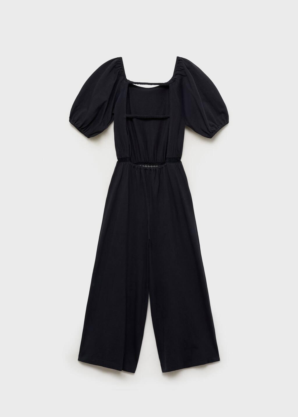 Grey Long Jumpsuit With Back Opening, Kids Girl, , large image number 1
