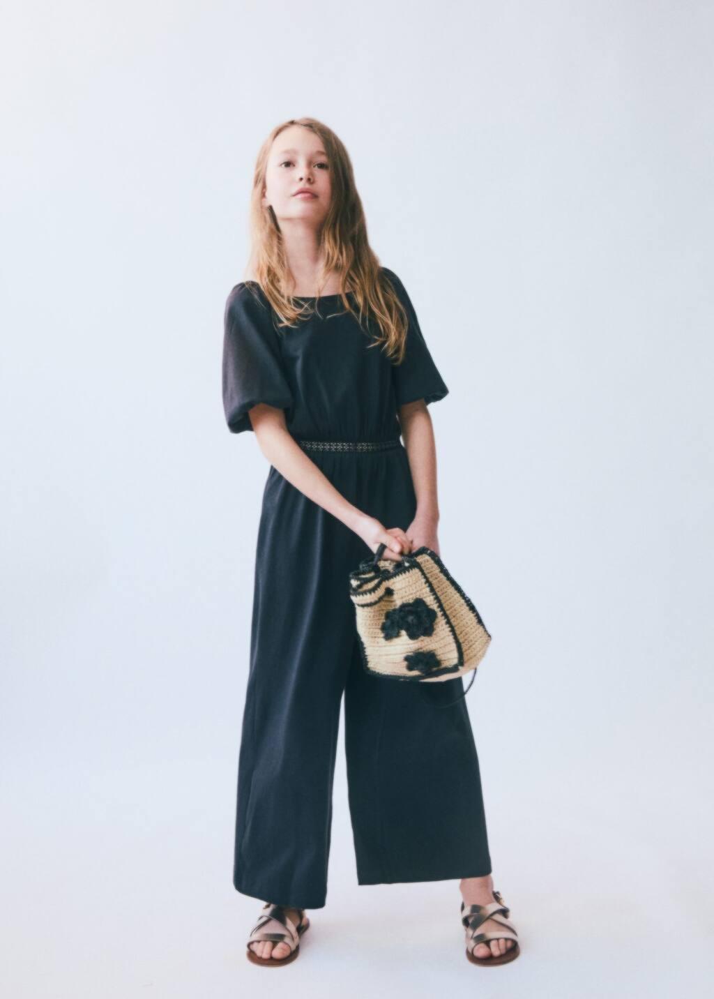Grey Long Jumpsuit With Back Opening, Kids Girl, , large image number 2