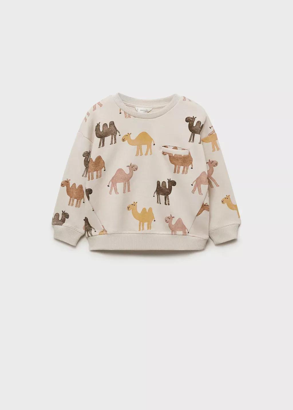 Brown Lt Pastel Printed Cotton Sweatshirt, Baby Boy, , large image number 0
