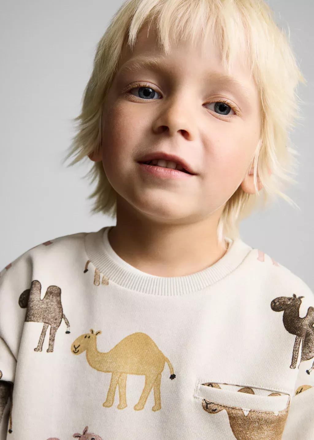 Brown Lt Pastel Printed Cotton Sweatshirt, Baby Boy, , large image number 3