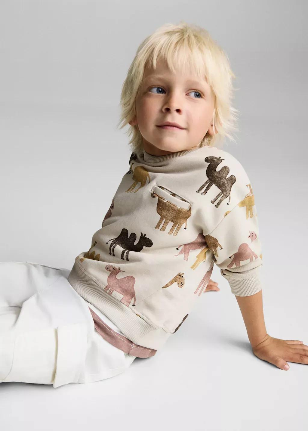 Brown Lt Pastel Printed Cotton Sweatshirt, Baby Boy, , large image number 4