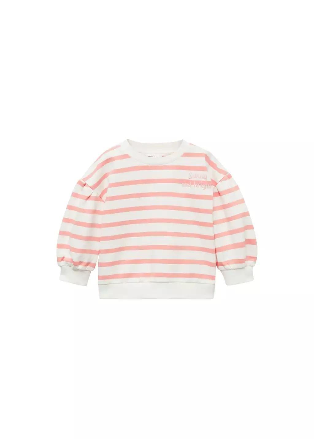 BRIGHT RED Striped sweatshirt with embroidered detail, Baby Girl, , large image number 0