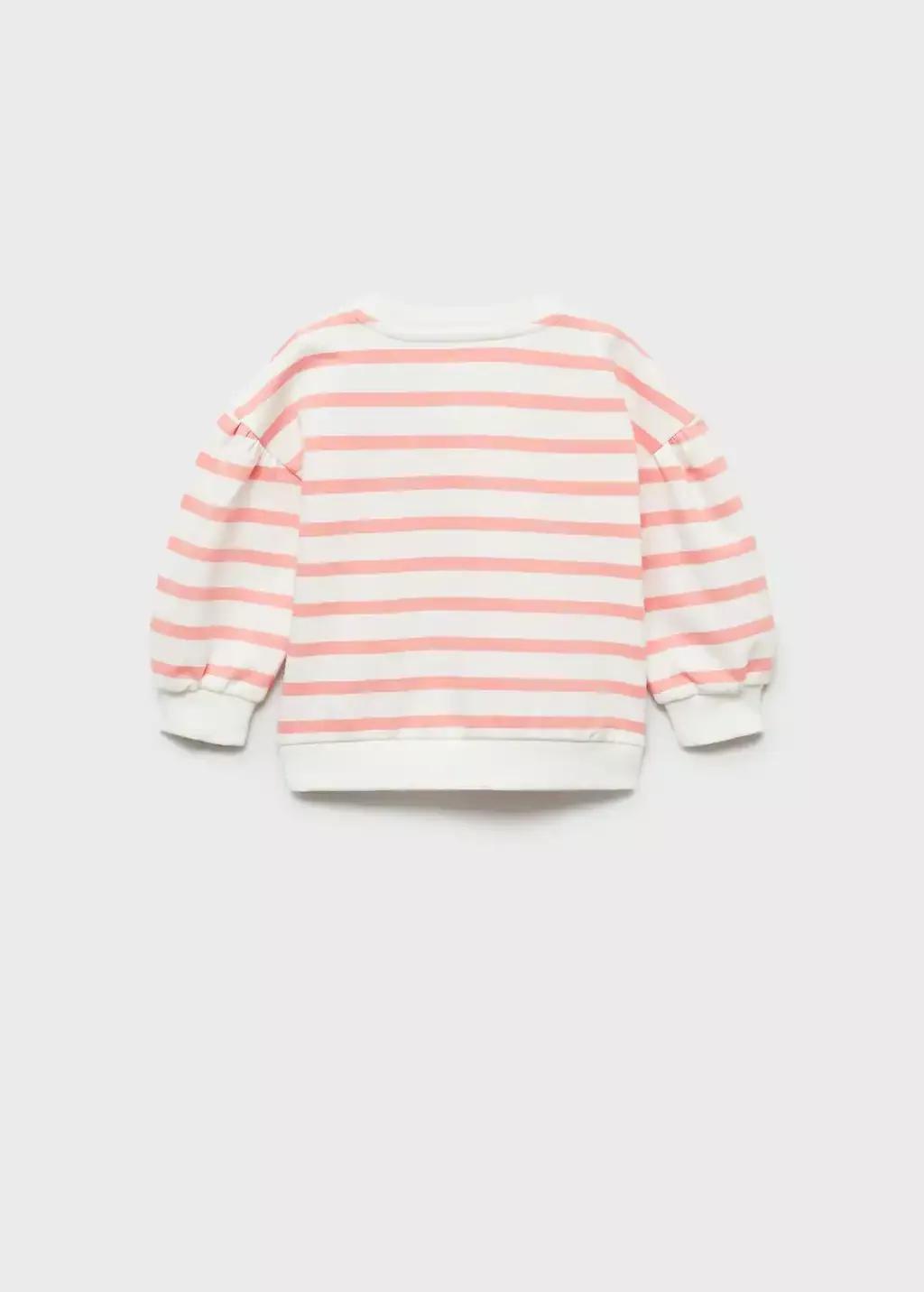 BRIGHT RED Striped sweatshirt with embroidered detail, Baby Girl, , large image number 1