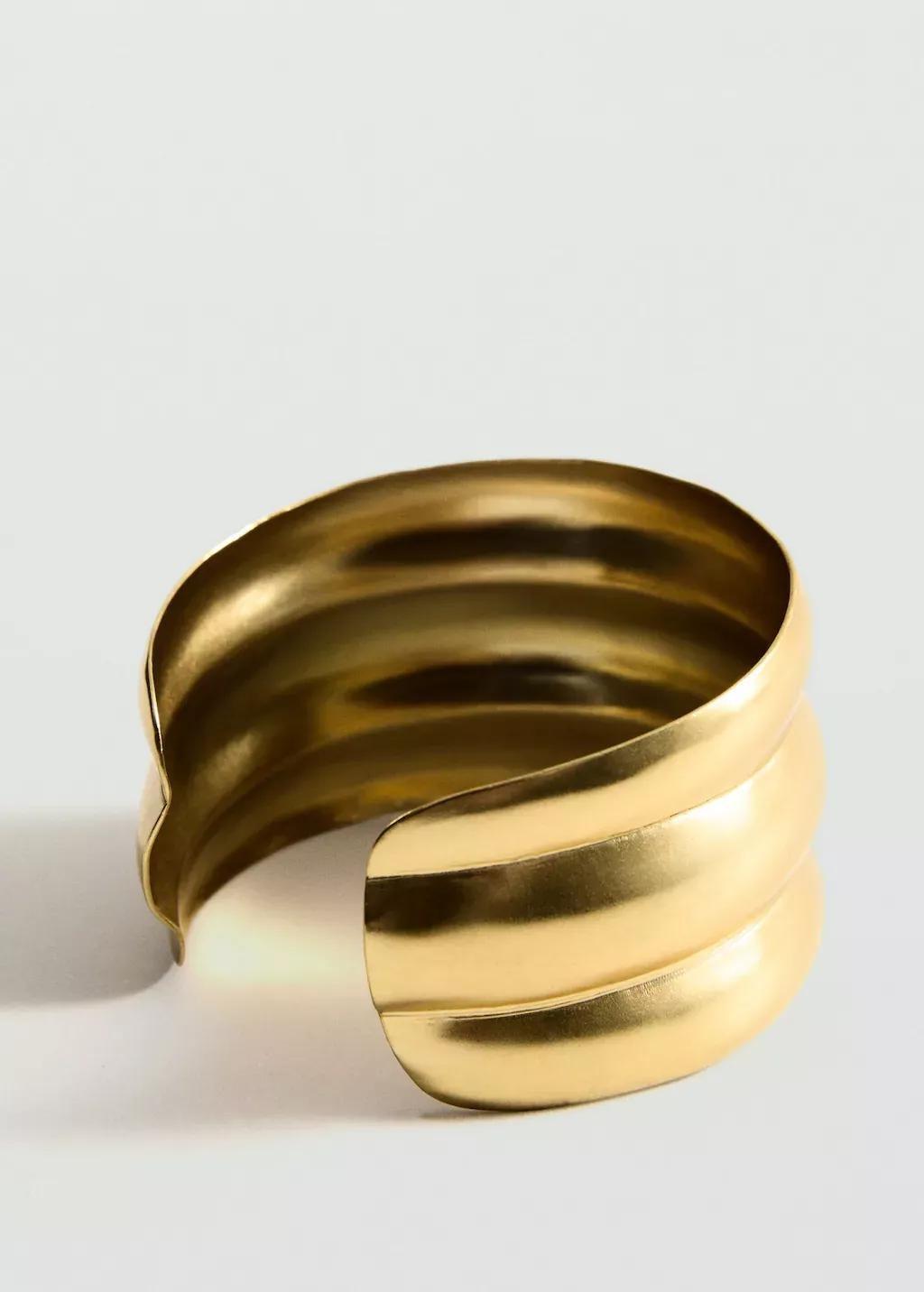 Gold Rigid Bracelet With Relief, Gold, large image number 1
