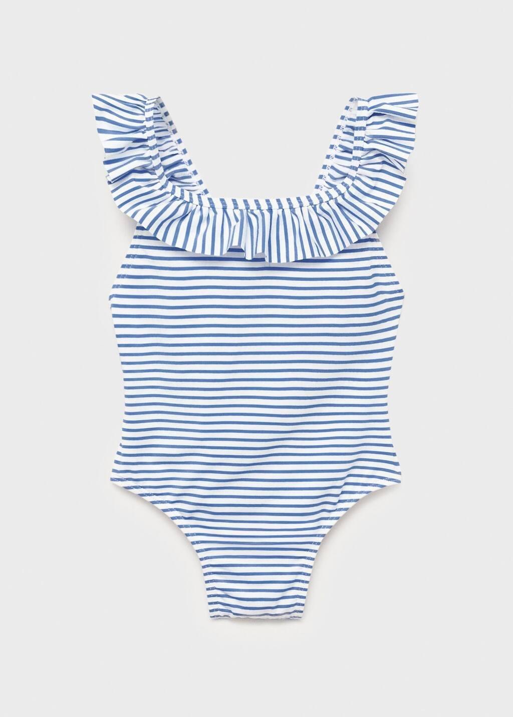 Blue Ruffle Striped Swimsuit, Baby Girl, , large image number 3