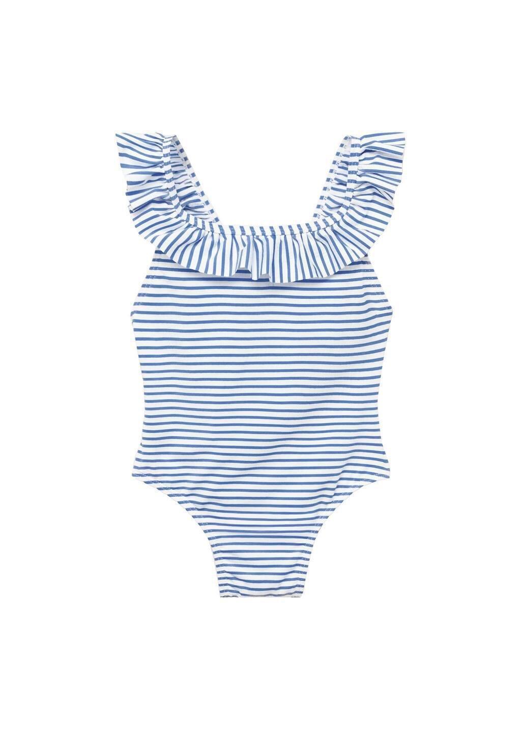 Blue Ruffle Striped Swimsuit, Baby Girl, , large image number 4
