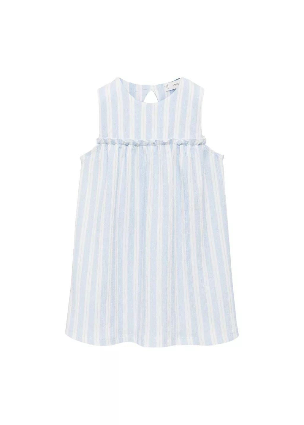 Blue Waistband Detail Dress, Baby Girl, , medium